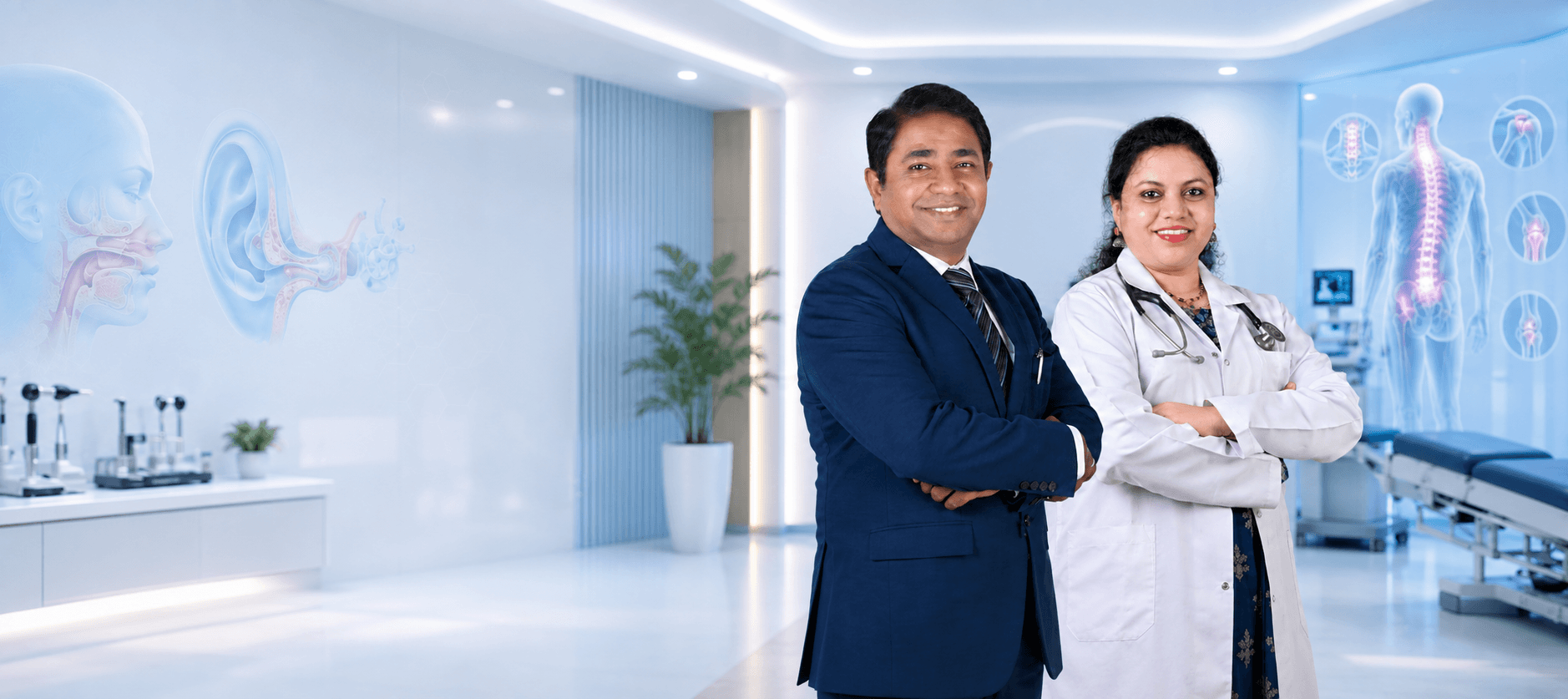 ENT specialist Dr. Abdul Azeez and pain physician Dr. Syeda Shakeela at Aarish Clinics Kukatpally Hyderabad